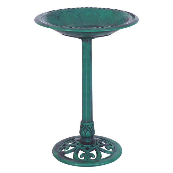 Hivvago Outdoor Garden Green Pedestal Bird Bath Feeder Hivvago Outdoor Garden Green Pedestal Bird Bath Feeder