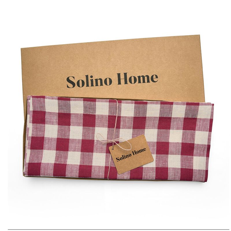 Solino Home 100% Pure Linen Table Runner 14 x 36 Inch | Morgan Check