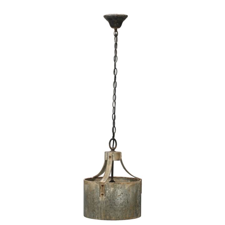 15" Gray and Rustic Brown Vintage Style Large X-Light Chandelier