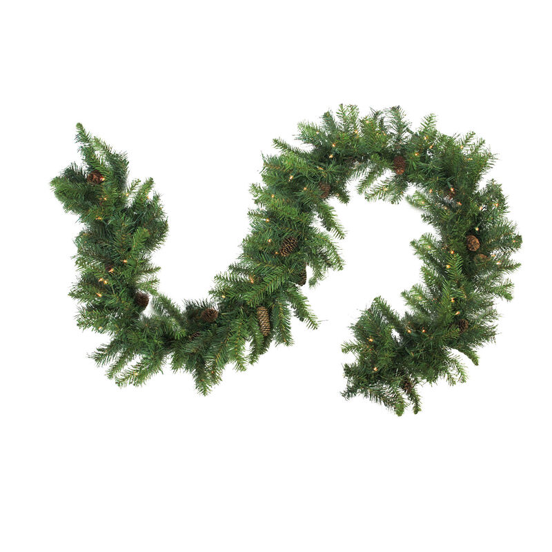 9' x 16 Pre-Lit Dakota Red Pine Artificial Christmas Garland - Warm White LED Lights