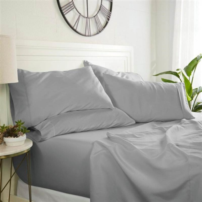 Hivvago Twin size 4 Piece Grey Wrinkle Resistant Microfiber Polyester Sheet Set