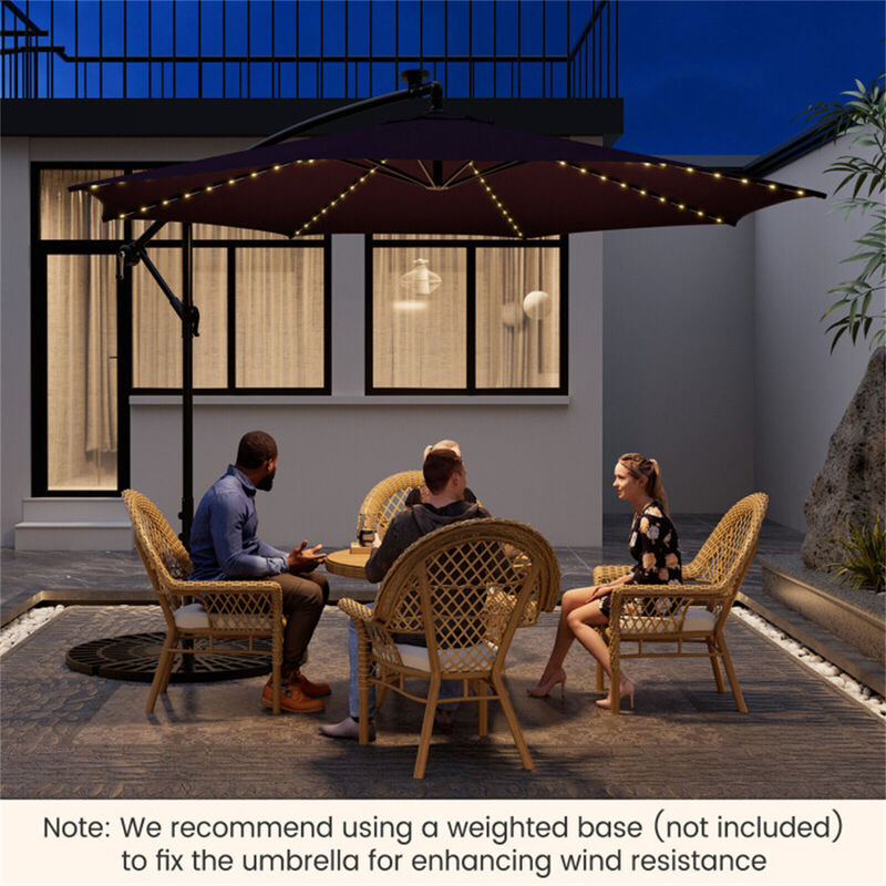 Solar-Powered LED Lighted Umbrella for Patio, Garden, and Backyard