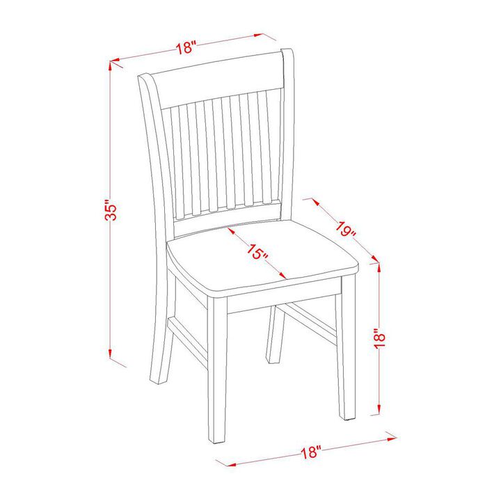 East West Furniture Norfolk  Dining  chair  with  Wood  Seat    -Oak  Finish.,  Set  of  2
