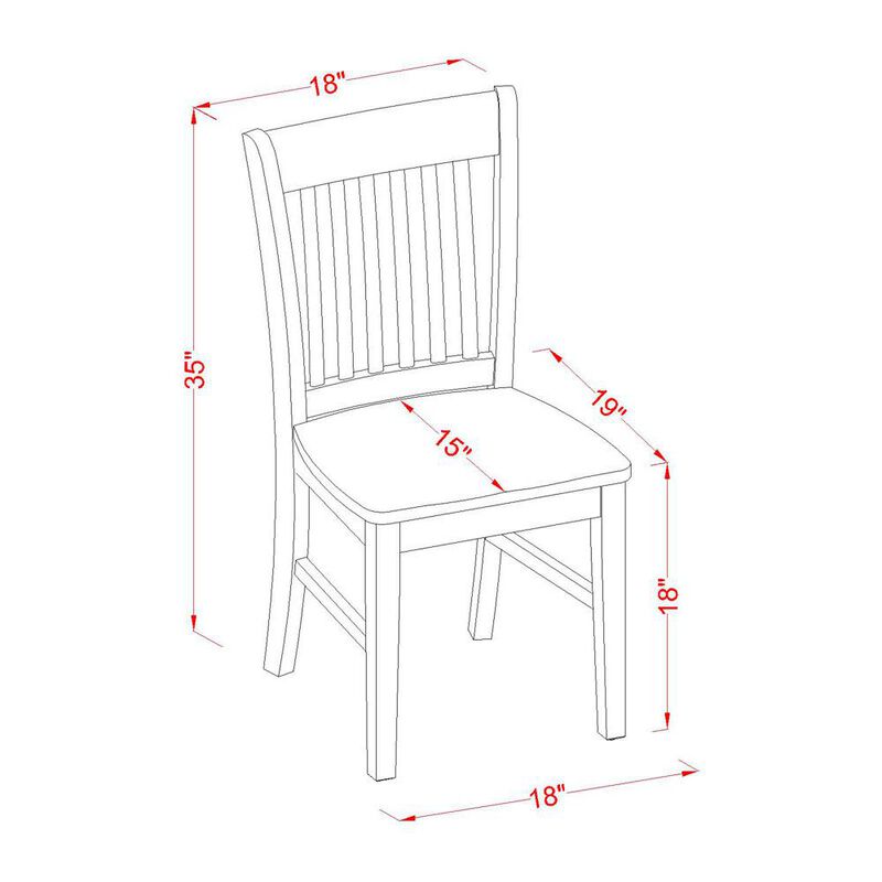 East West Furniture Norfolk  Dining  chair  with  Wood  Seat    -Oak  Finish.,  Set  of  2