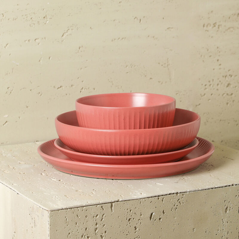 Stone Lain Logan Stoneware 16 Piece Dinnerware Set with Pasta Bowls