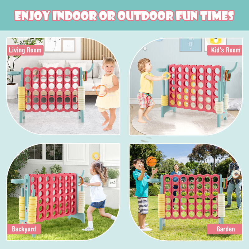 4-in-a-Row Connect Game with Basketball Hoop and Toss Ring