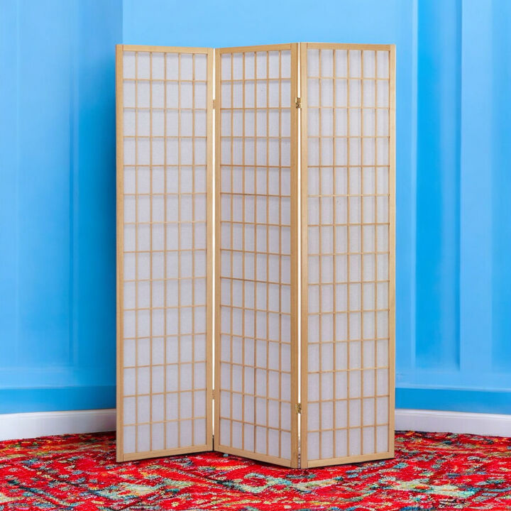 3-Panel Privacy Screen Wooden Folding Room Divider For Living Room