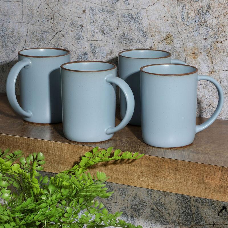 Gibson Elite Dumont 4 Piece 17oz Terracotta Mug Set in Light Blue