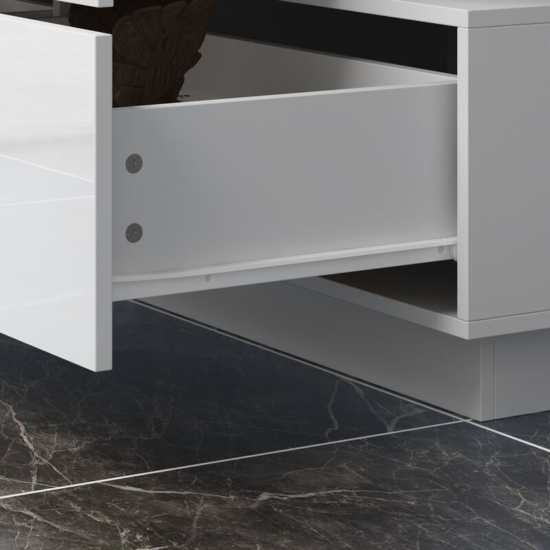FUFU&GAGA White 8-Drawer Standard Dresser,(50.6" W x 16.2" D x 39.2" H),White