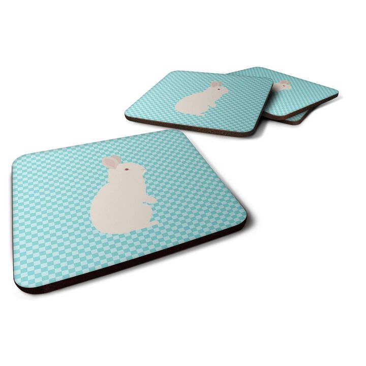 Caroline's Treasures New Zealand White Rabbit Blue Check Decorative coasters, 3.5, Multicolor