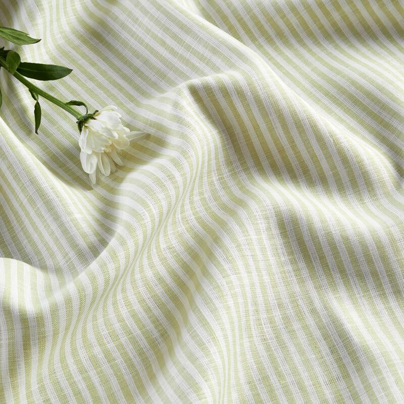 Solino Home 100% Pure Linen Table Throw 52 x 52 Inch | Narrow Stripe for Thanksgiving, Christmas