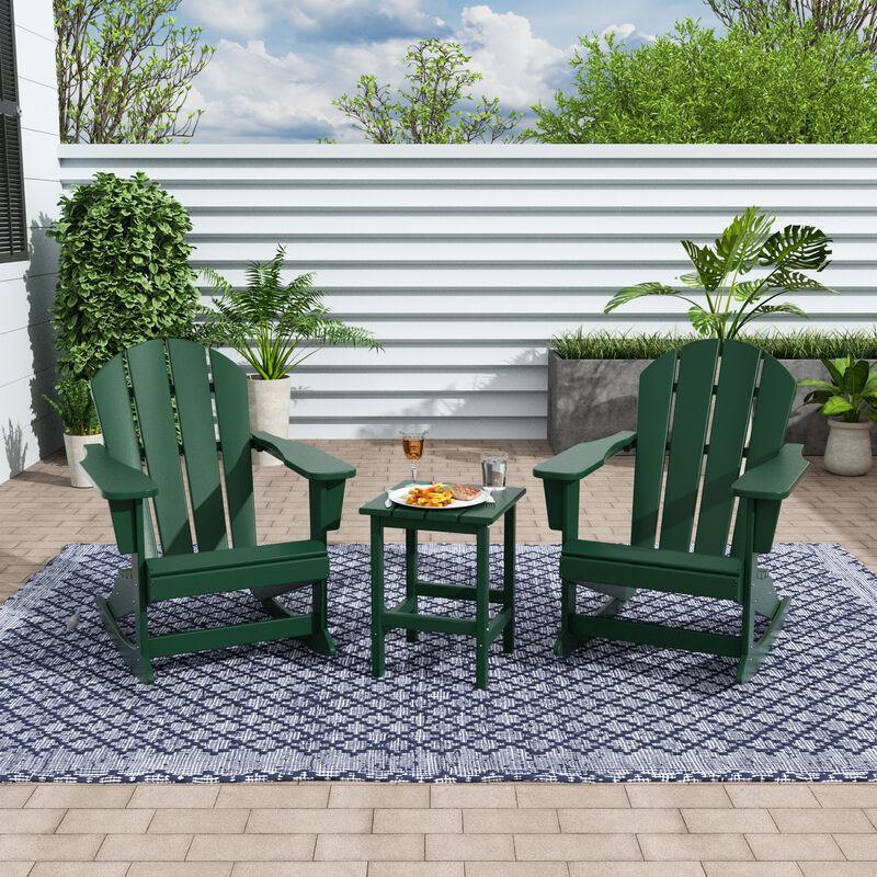 WestinTrends 3-Piece Outdoor Patio Rocking Adirondack Chairs with Side Table Set