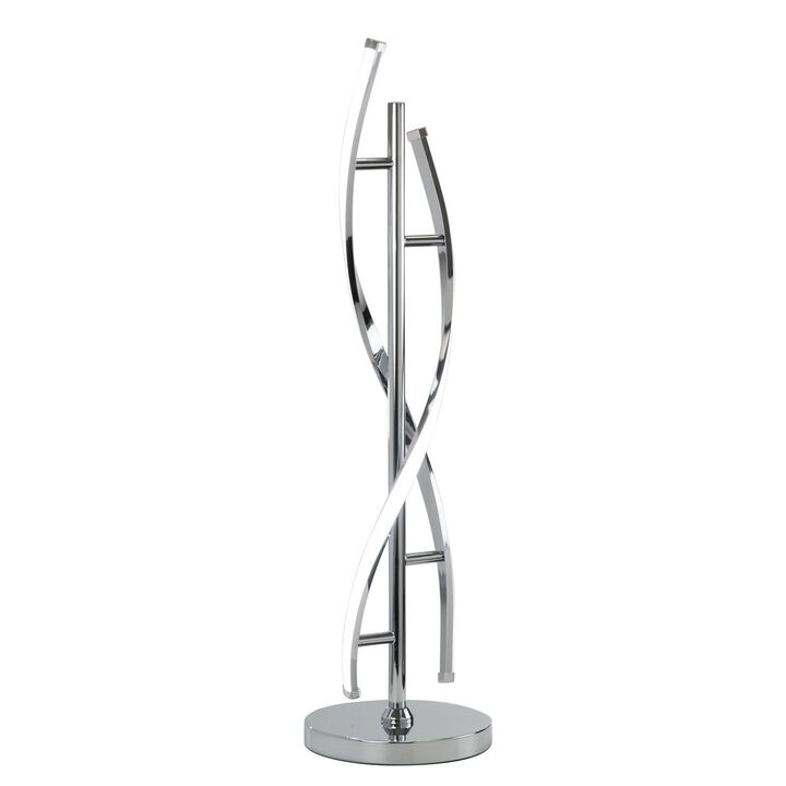 Jam 29 Inch Table Lamp, LED Light, Round Base, Accent Silver Metal Base-Benzara