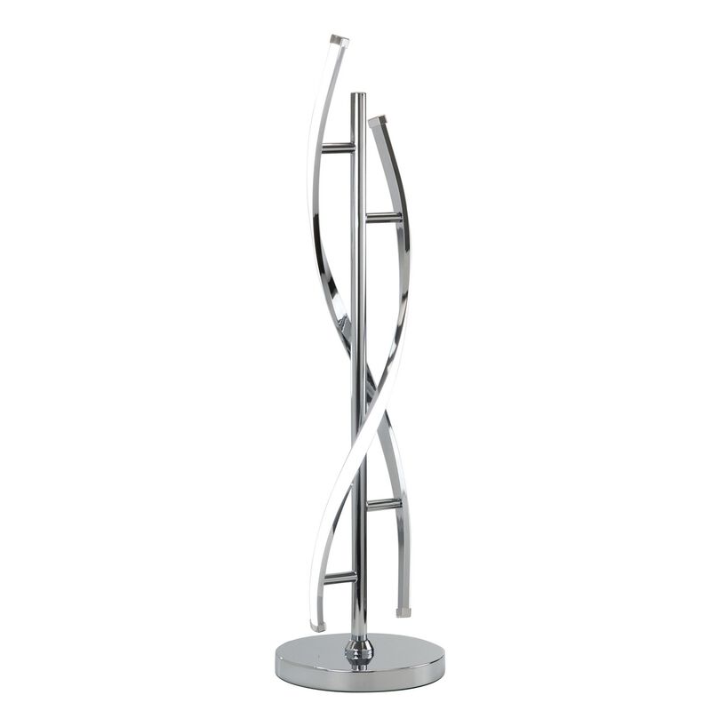 Jam 29 Inch Table Lamp, LED Light, Round Base, Accent Silver Metal Base-Benzara