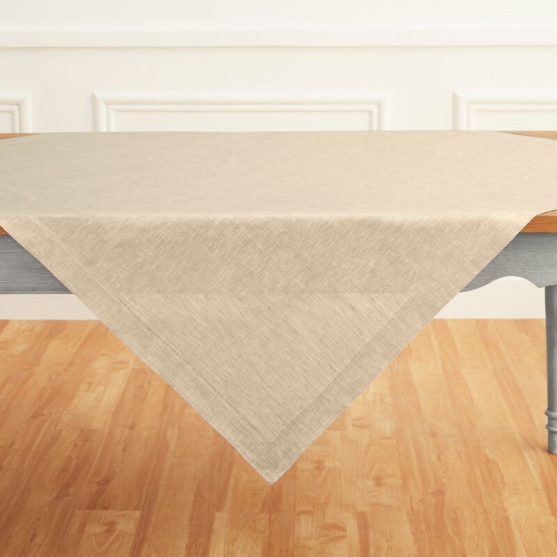 Solino Home 100% Pure Linen Table Throw 52 x 52 Inch | Athena