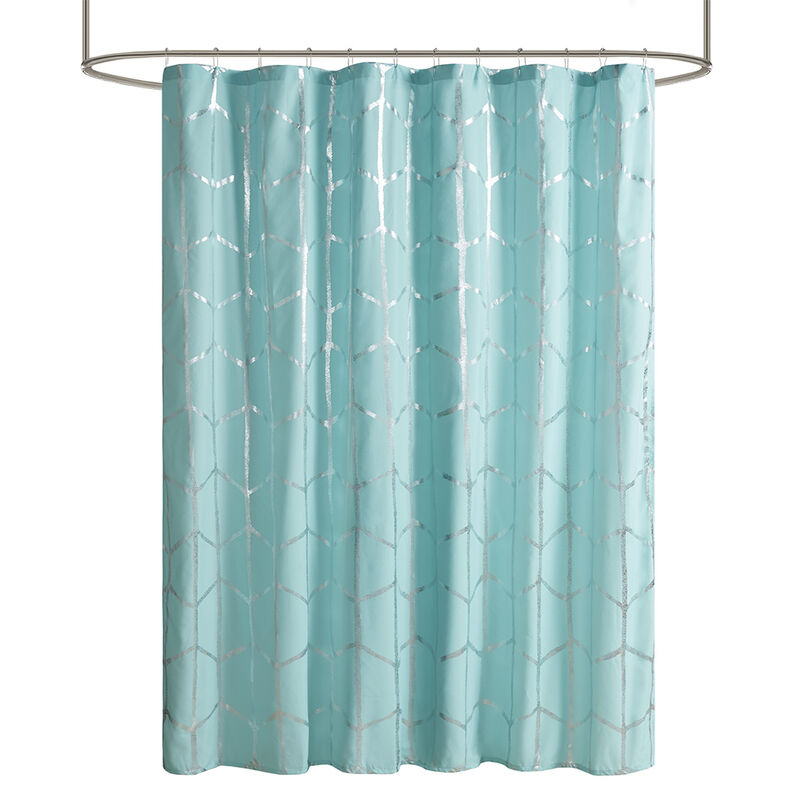 Gracie Mills Isabelle Geometric Metallic Lightweight Shower Curtain