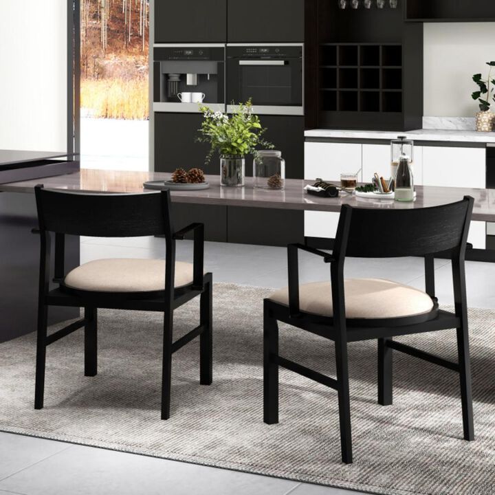 Hivvago Dining Chair with Contoured Backrest and Padded Seat Set of 2