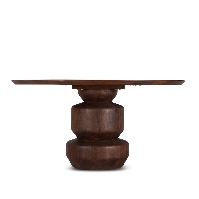 World Interiors Oxford 60 Dining Table in Mango Wood with Walnut Finish