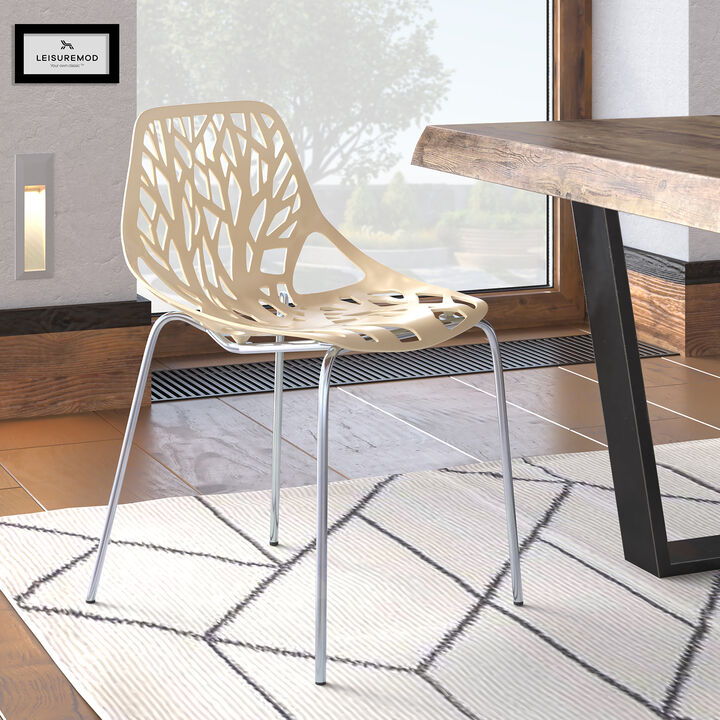 LeisureMod Modern Asbury Dining Chair w/ Chromed Legs