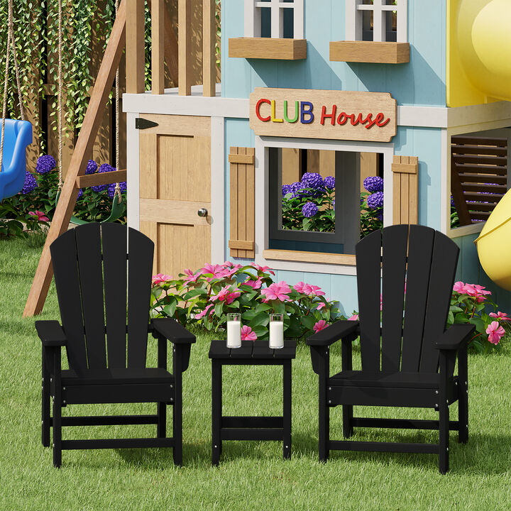 WestinTrends Kids 3-Piece Outdoor HDPE Adirondack Chairs With Square Side Table Set