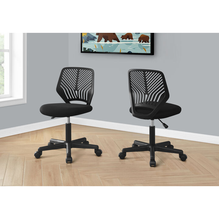 Monarch Specialties I 7336 Office Chair, Adjustable Height, Swivel, Ergonomic, Computer Desk, Work, Juvenile, Metal, Fabric, Black, Contemporary, Modern