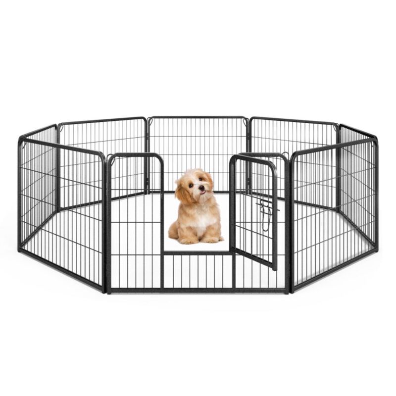Hivvago 8 Panel 24/32/40 Inch Height Pet Fence Indoor Outdoor