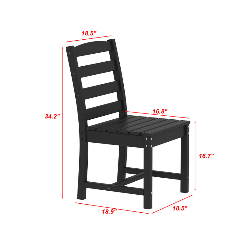 FUFU&GAGA Patio Dining Chair, No Armrests, Waterproof & UV Resistant, Outdoor Furniture (18.5" W x 18.9" D x 34.2" H),Grey