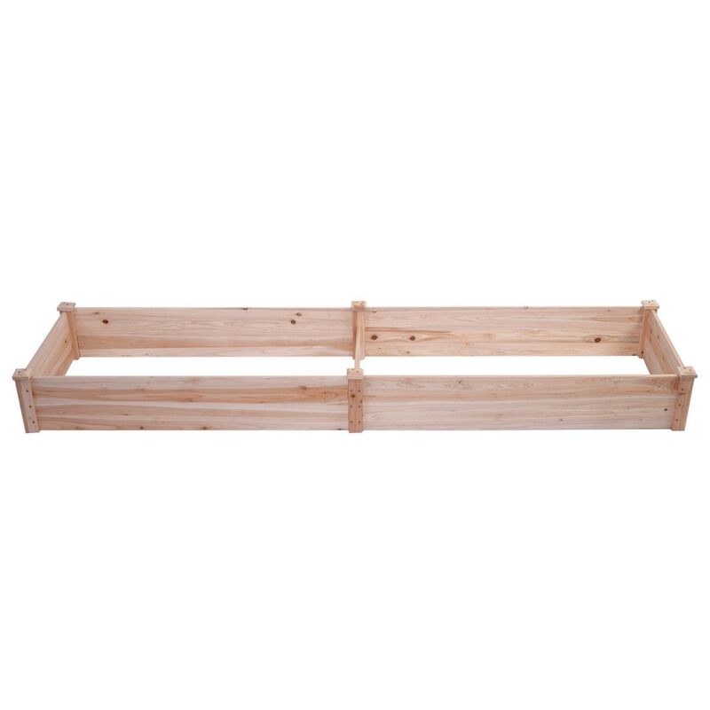 QuikFurn Solid Cedar Wood 8 ft x 2 ft Raised Garden Bed Planter