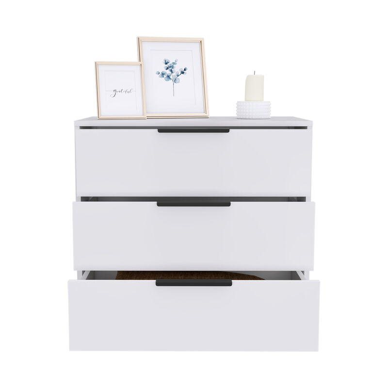 DEPOT E-SHOP Egeo 3 Drawers Dresser, Superior Top, White