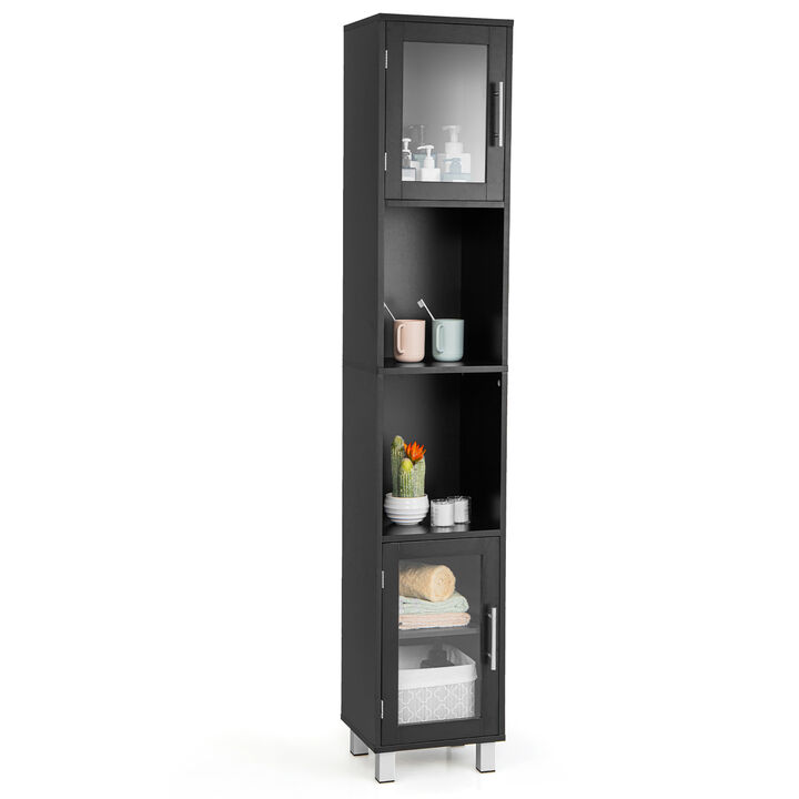 Costway 71'' Tall Tower Bathroom Storage Cabinet Organizer Display Shelves Bedroom Grey