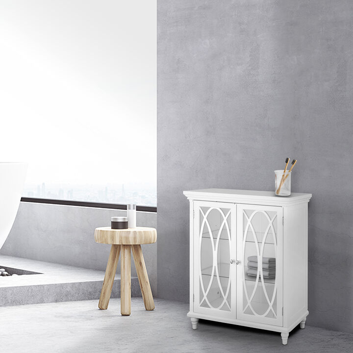 Teamson Home 32" H Florence Double Door Floor Cabinet with 2 Adjustable Tempered Glass Shelves