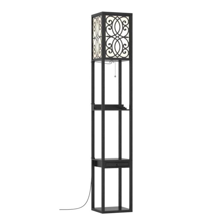 Hivvago Modern  Standing Shelf Lamp with 1 Power Outlet and 2 USB Ports