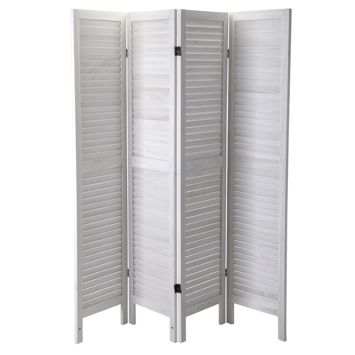 Jaxpety Louvered Screen 4-Pack-White&Walnut