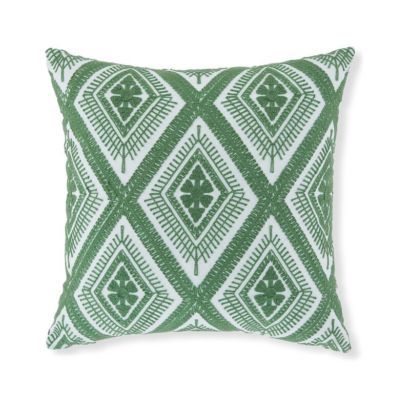 Valey 16 Inch Accent Pillow Set of 4, Indoor Outdoor, Diamond Green White -