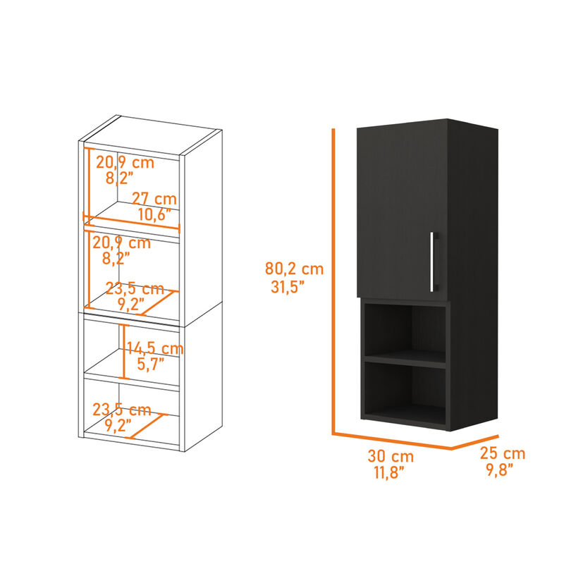 Madrid Medicine Cabinet - Black, Single Door, Metal Handle
