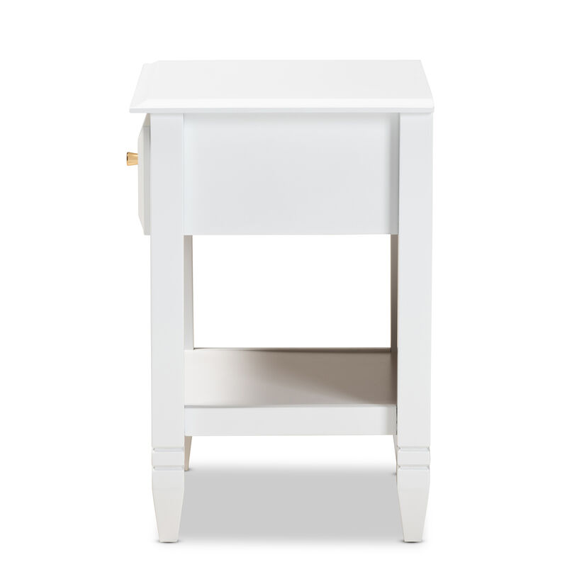 Baxton Studio Naomi Classic And Transitional White Finished Wood 1 Drawer Bedroom Nightstand