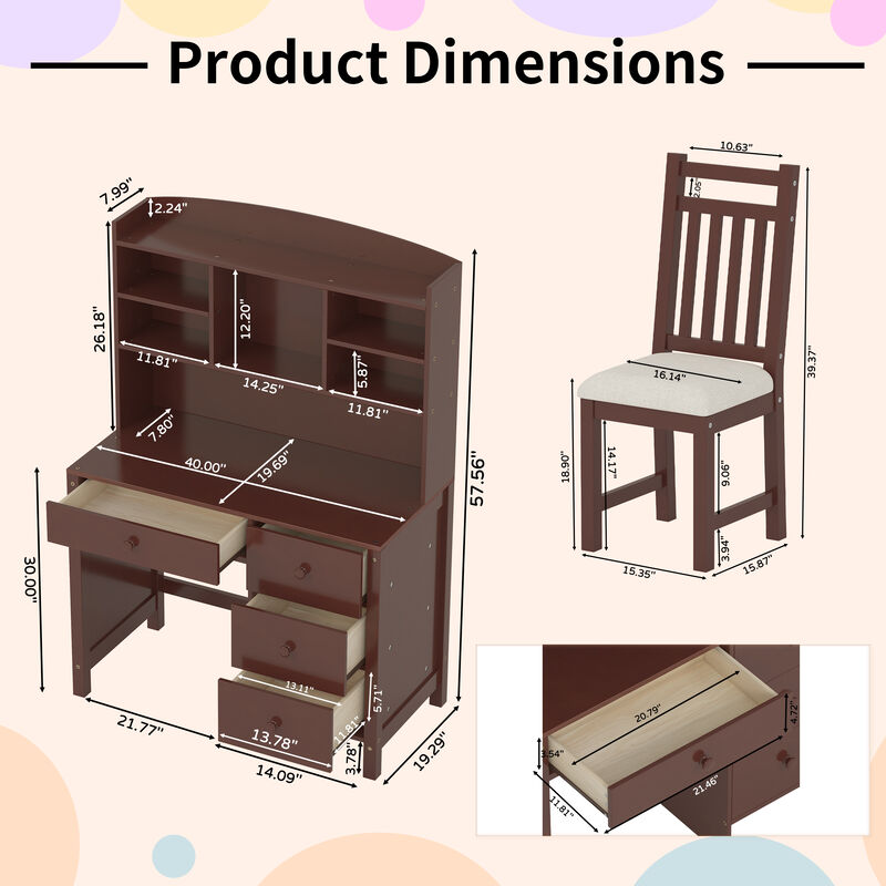 Merax Home Executive Desk and Upholstered Chair Set