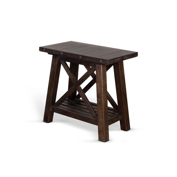 Sunny Designs Vivian 16 Farmhouse Mahogany Wood Chair Side Table in Dark Brown