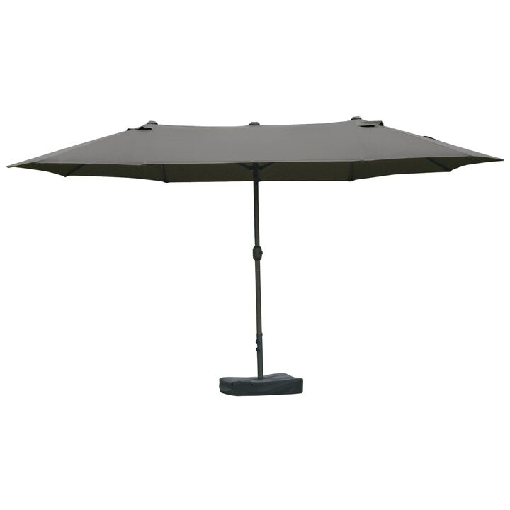 Dark Gray Patio Shade: 15ft Rectangular Double-Sided Market Umbrella Dark Gray Patio Shade: 15ft Rectangular Double-Sided Market Umbrella