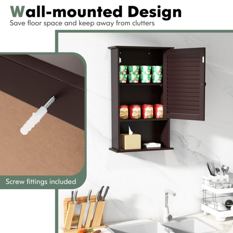 Hivvago Bathroom Wall Mount Storage Cabinet Single Door with Height Adjustable Shelf
