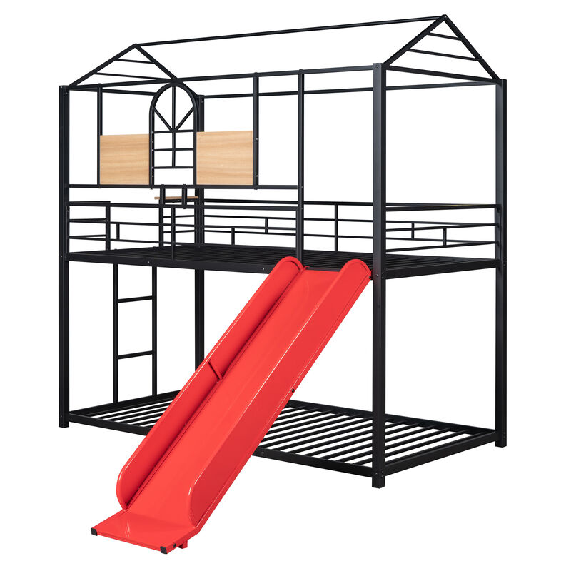 Merax Metal Bunk Bed House Bed With Slide