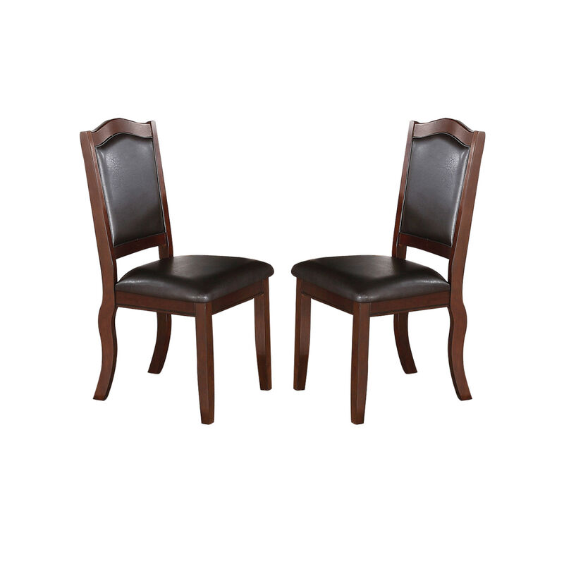 Faux Leather Upholstered Dining Chairs, Brown(Set Of 2)