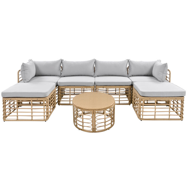 Merax 7 Pieces Outdoor Patio Furniture Sofa Set with Table