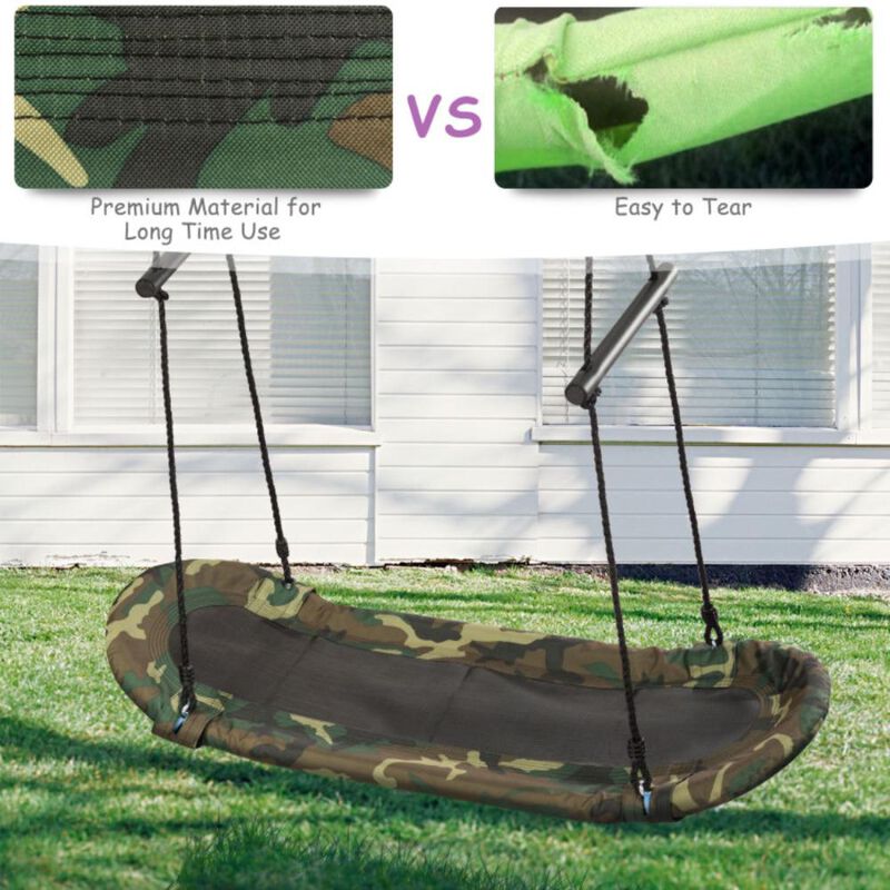 Hivvago Saucer Tree Swing Surf Kids Outdoor Adjustable Oval Platform Set with Handle