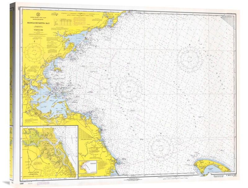 Nautical Chart - Massachusetts Bay ca. 1970-Canvas Art-30x24