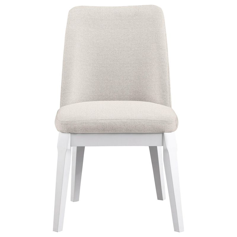 Risa Dining Side Chair Set of 2, Tall Back and Splayed Legs, Beige - Benzara