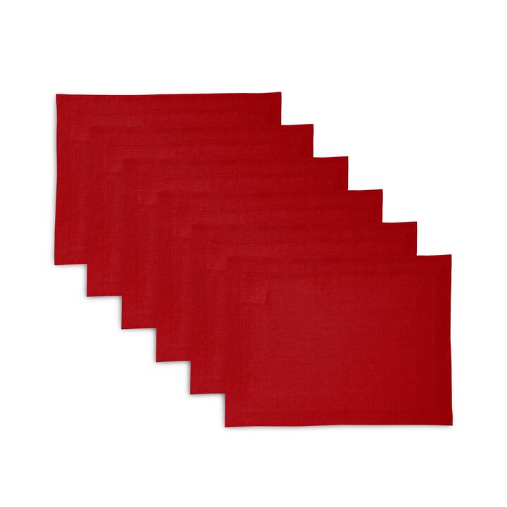 Solino Home 100% Pure Linen Placemats  Set of 6, 14 x 19 Inch | Sonoma