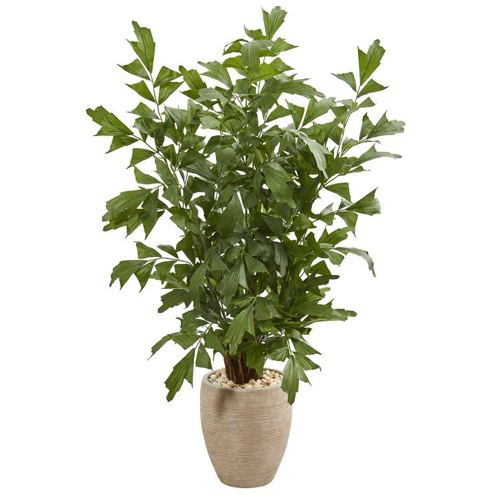 Hivvago 5 Feet Fishtail Palm Artificial Tree in Sand Colored Planter