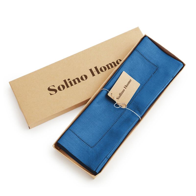 Solino Home 100% Pure Linen Table Runner | Classic Hemstitch for Thanksgiving, Christmas