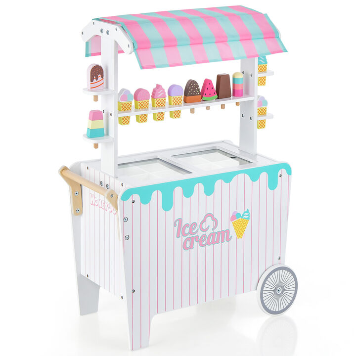 Kid's Ice Cream Cart Playset with Display Rack and Accessories Kid's Ice Cream Cart Playset with Display Rack and Accessories